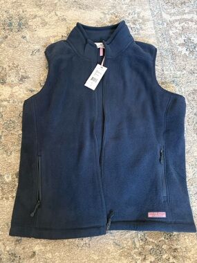NWT Vineyard Vines Westerly Navy Fleece Zip-Up Vest